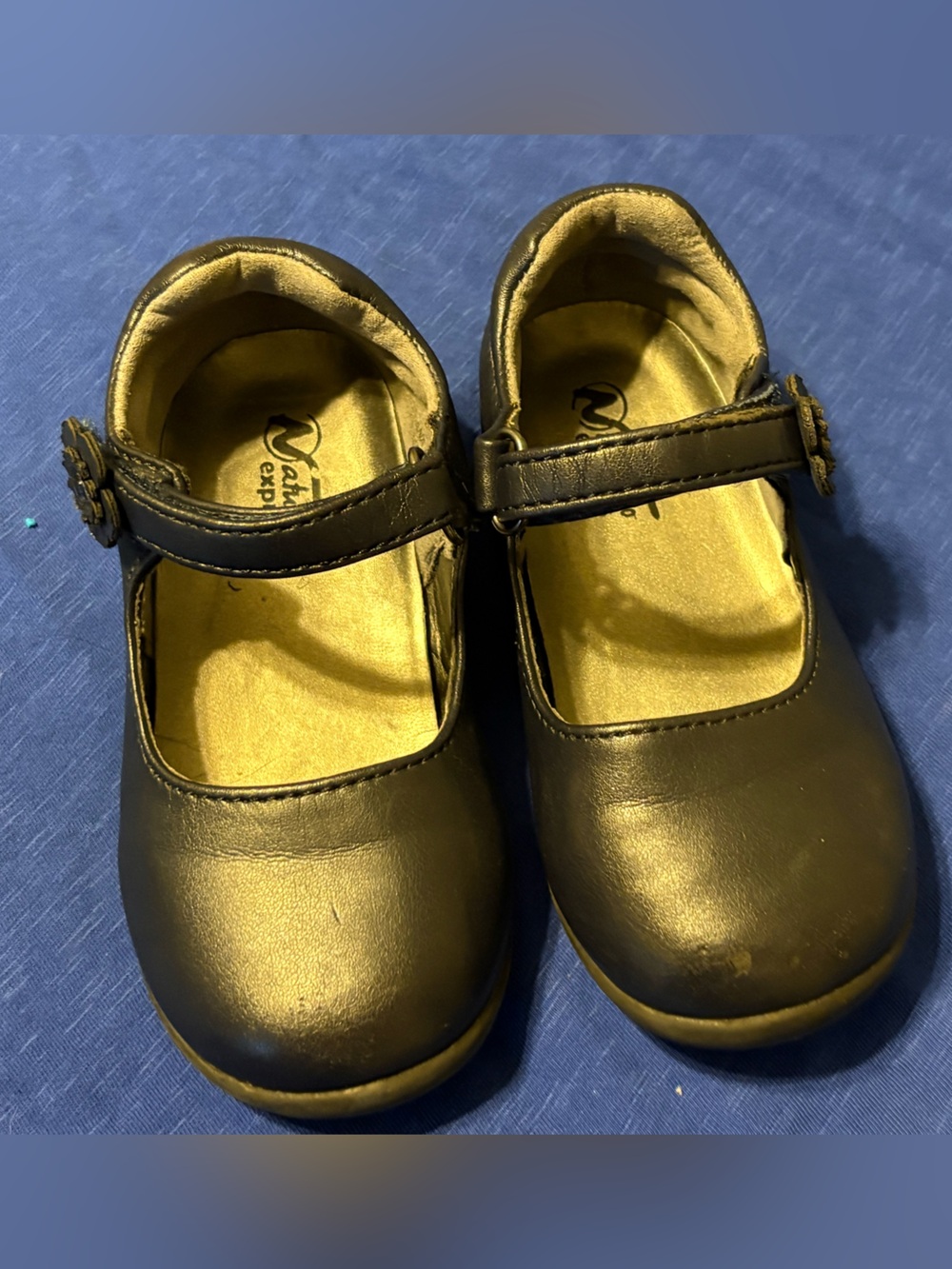 Naturino Navy Mary Janes with Flower Strap